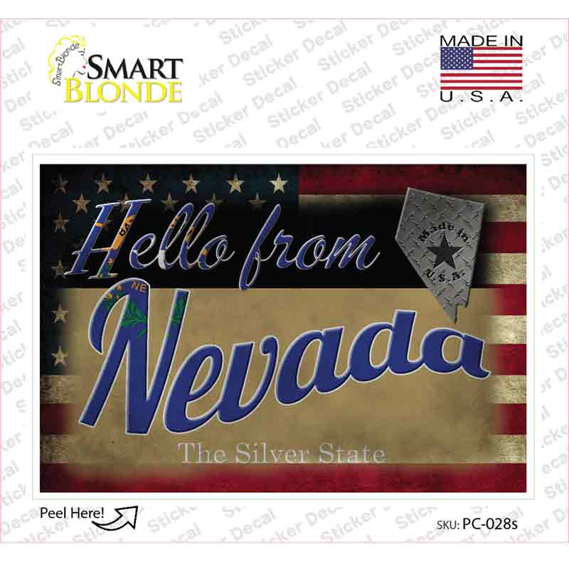 PC-028s-M Hello From Nevada Novelty Postcard Sticker Decals, Medium