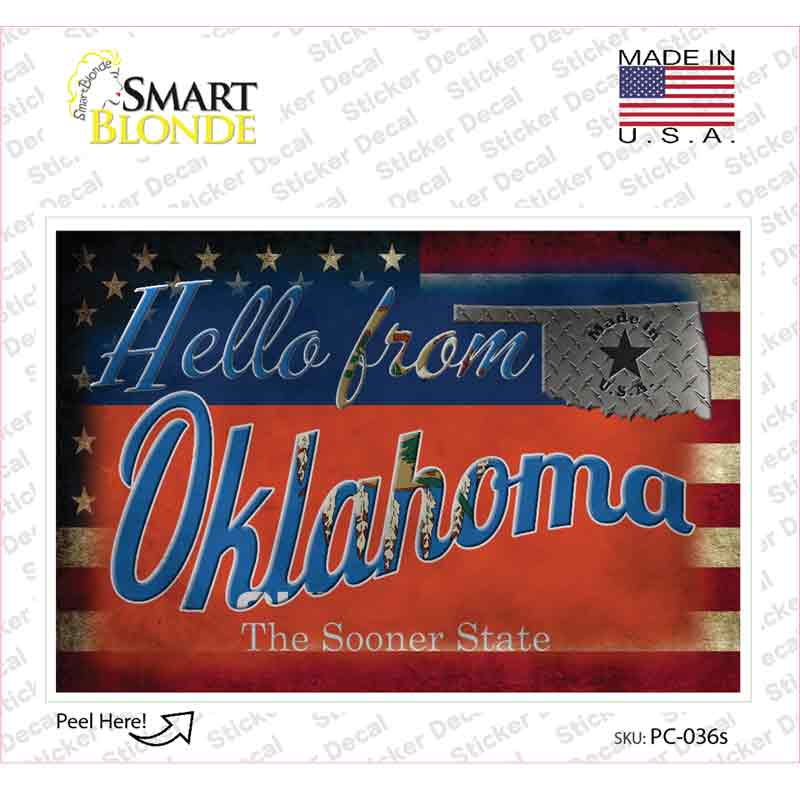 PC-036s-M Hello From Oklahoma Novelty Postcard Sticker Decals, Medium