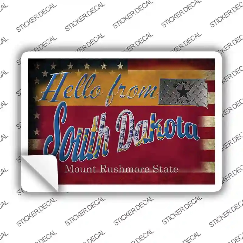 PC-041s-S Hello From South Dakota Novelty Postcard Sticker Decals, Small