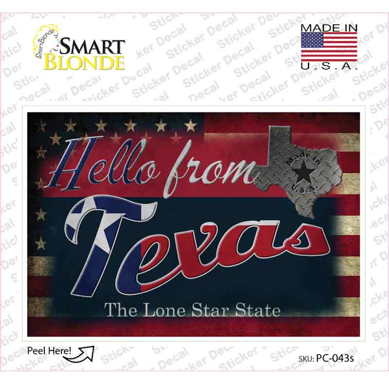 PC-043s-M Hello From Texas Novelty Postcard Sticker Decals, Medium