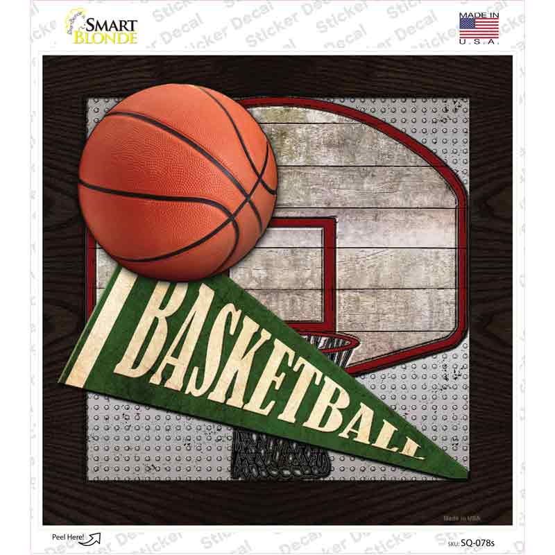 SQ-078s-M Basketball Novelty Square Sticker Decal, Medium