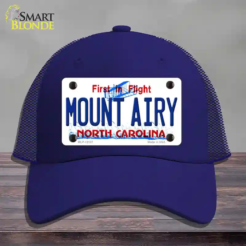 HAT18-MLP-12127 Mount Airy North Carolina State Novelty License Plate Hat, Mesh - Royal Blue