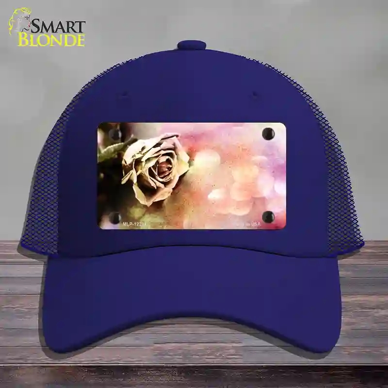 HAT18-MLP-12214 Watercolor Rose Novelty License Plate Hat, Mesh - Royal Blue