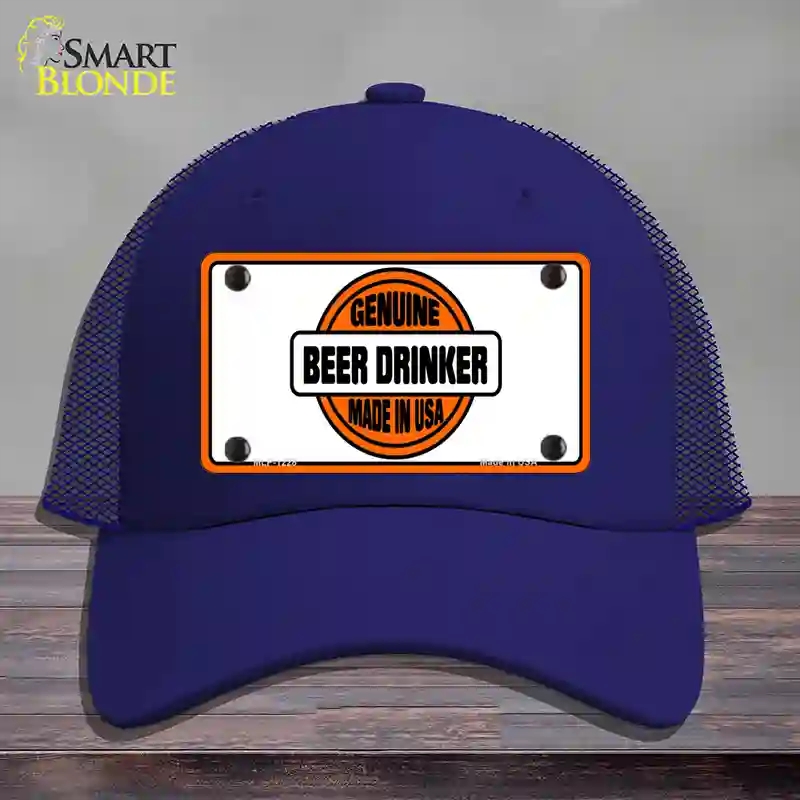 HAT18-MLP-1228 Genuine Beer Drinker Novelty License Plate Hat, Mesh - Royal Blue