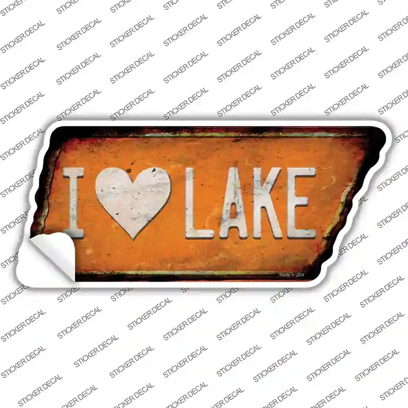 TN-174s-S I Love Lake Novelty Rusty Tennessee Shape Sticker Decal, Small