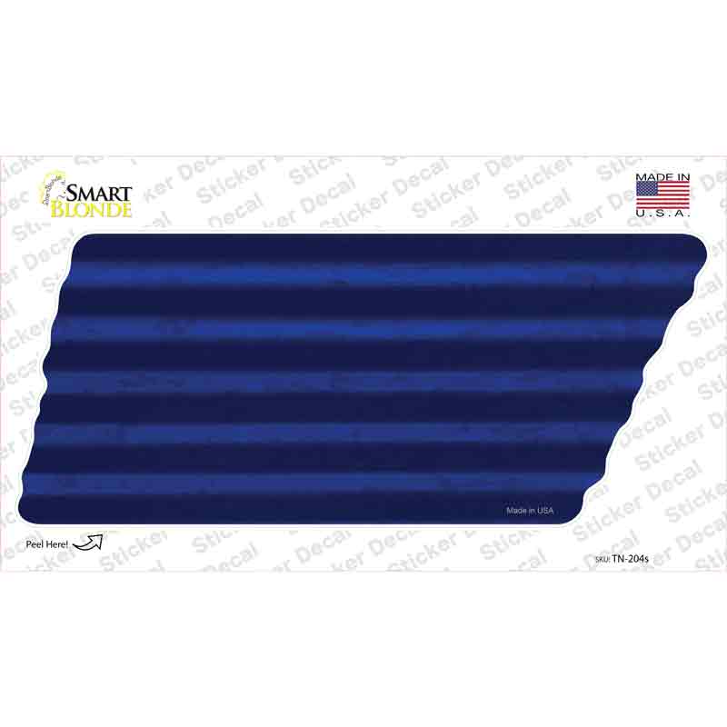 TN-204s-M Blue Solid Novelty Corrugated Tennessee Shape Sticker Decal, Medium