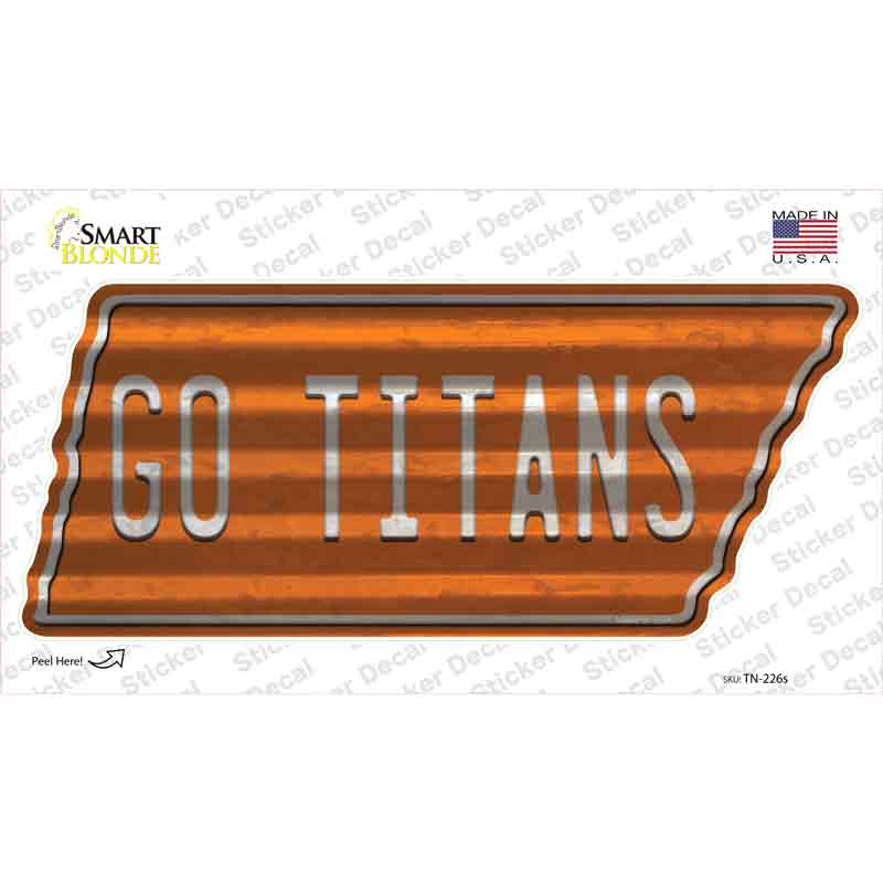 TN-226s-M Go Titans Novelty Corrugated Tennessee Shape Sticker Decal, Medium