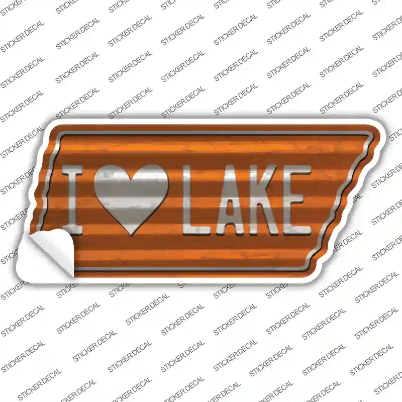 TN-274s-XL I Love Lake Novelty Corrugated Tennessee Shape Sticker Decal, Extra Large