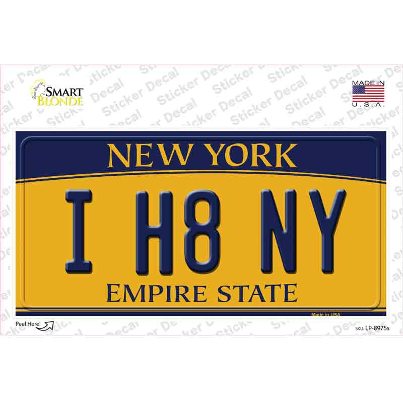LP-8975s-M I H8 NY   York Novelty Sticker Decal, Medium