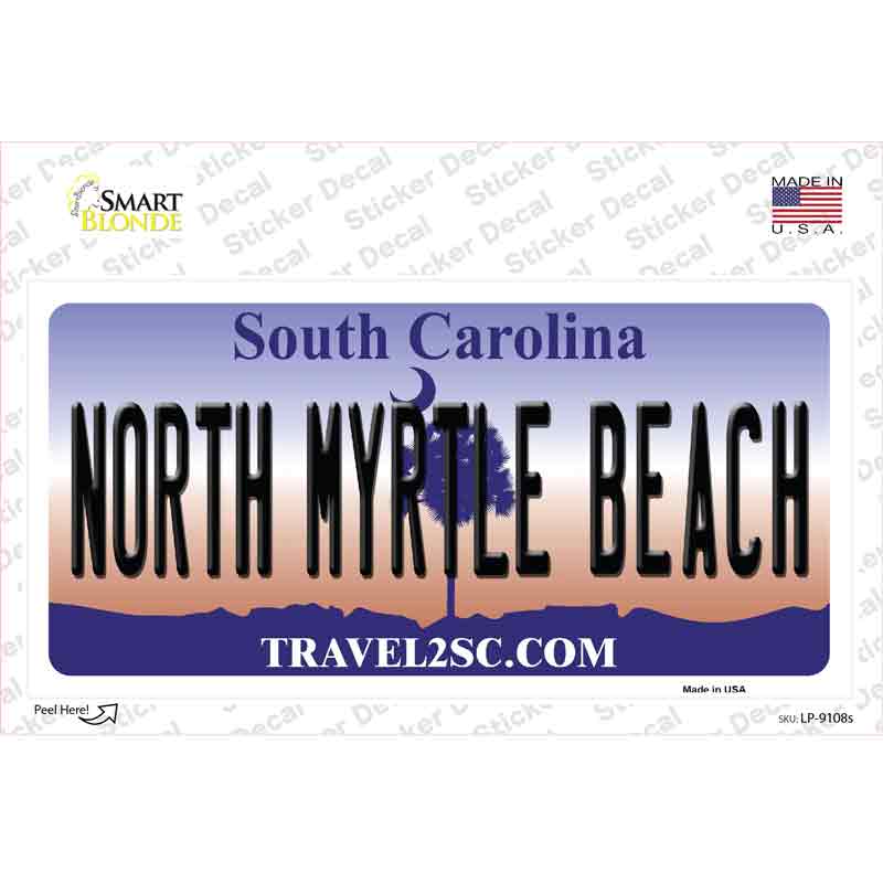 LP-9108s-M North Myrtle Beach State Background Novelty Sticker Decal, Medium