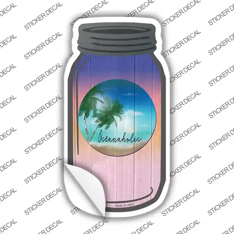 MJ-816s-L Sunshine Beach Novelty Mason Jar Sticker Decal, Large