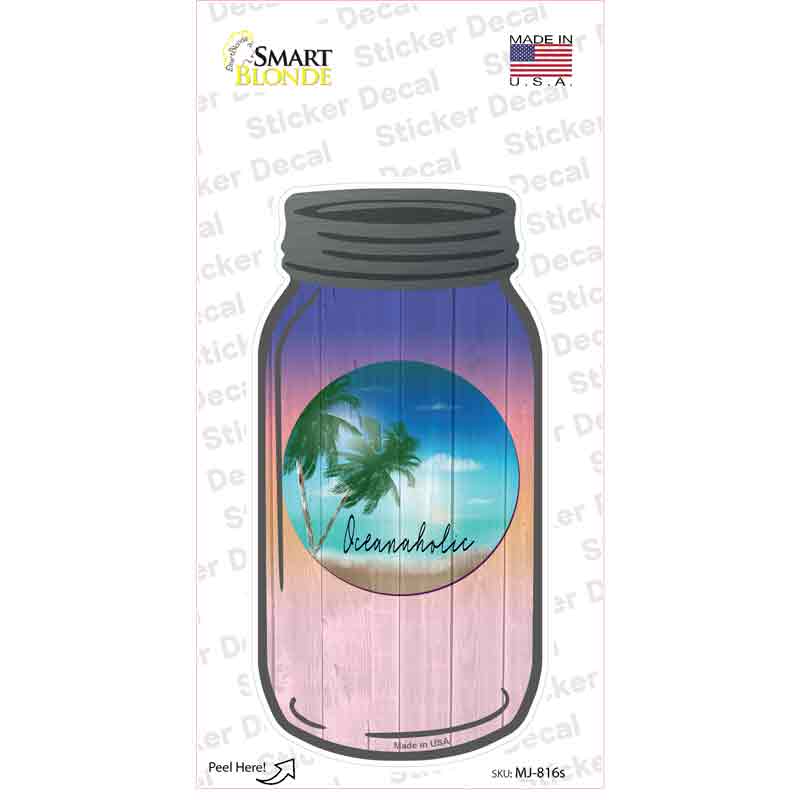 MJ-816s-M Sunshine Beach Novelty Mason Jar Sticker Decal, Medium