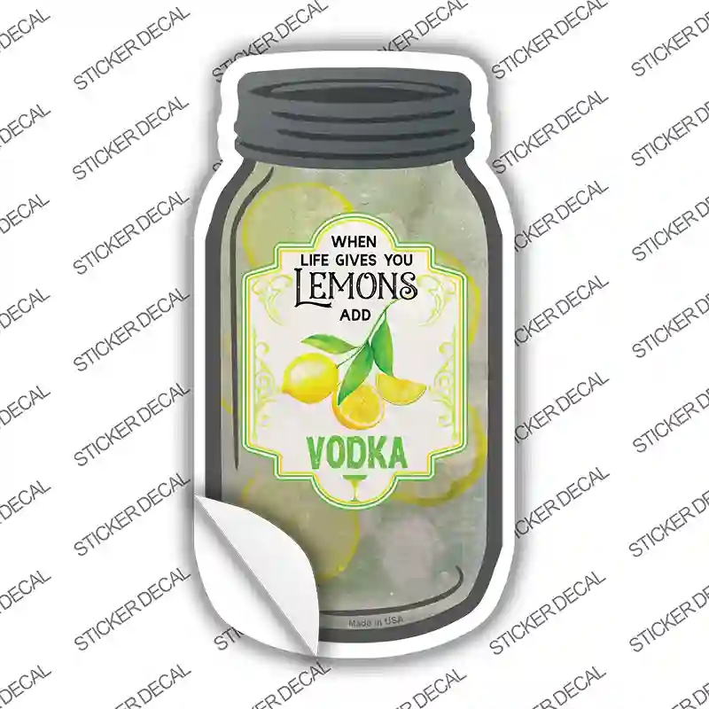 MJ-827s-S Lemons Add Vodka Novelty Mason Jar Sticker Decal, Small