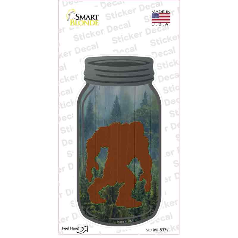 MJ-837s-M Bigfoot Shadow Hunched Novelty Mason Jar Sticker Decal, Medium