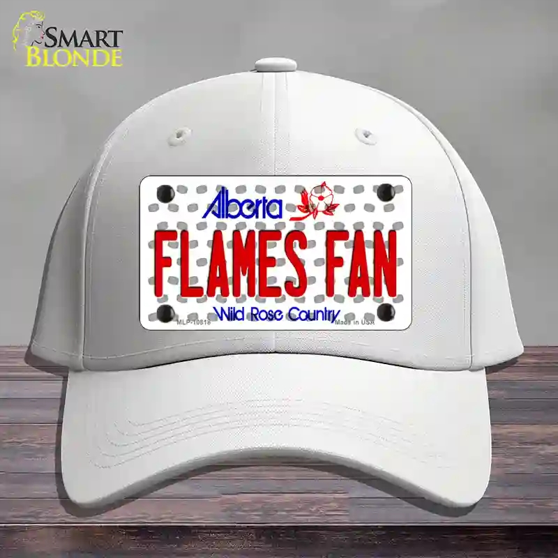 HAT21-MLP-10818 Flames Fan Alberta Novelty License Plate Hat, Cotton - White