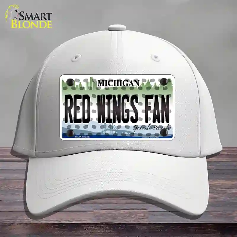 HAT21-MLP-10836 Red Wings Fan Michigan Novelty License Plate Hat, Cotton - White