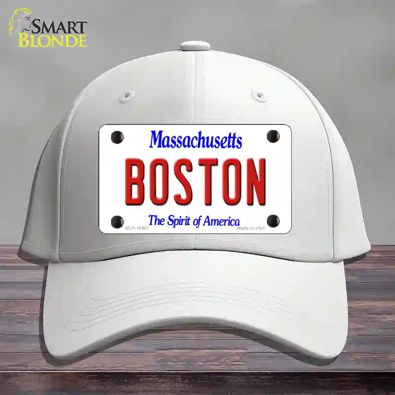HAT21-MLP-10981 Boston Massachusetts Novelty License Plate Hat, Cotton - White