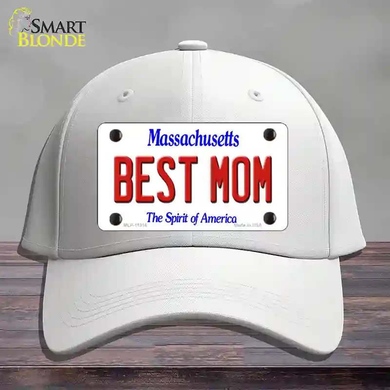 HAT21-MLP-11016 Best Mom Massachusetts Novelty License Plate Hat, Cotton - White