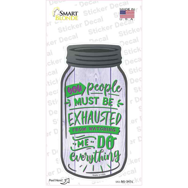 MJ-341s-M Watching Me Do Everything Novelty Mason Jar Sticker Decal, Medium