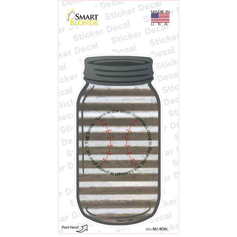 MJ-404s-M Baseball Quote Corrugated White Novelty Mason Jar Sticker Decal, Medium
