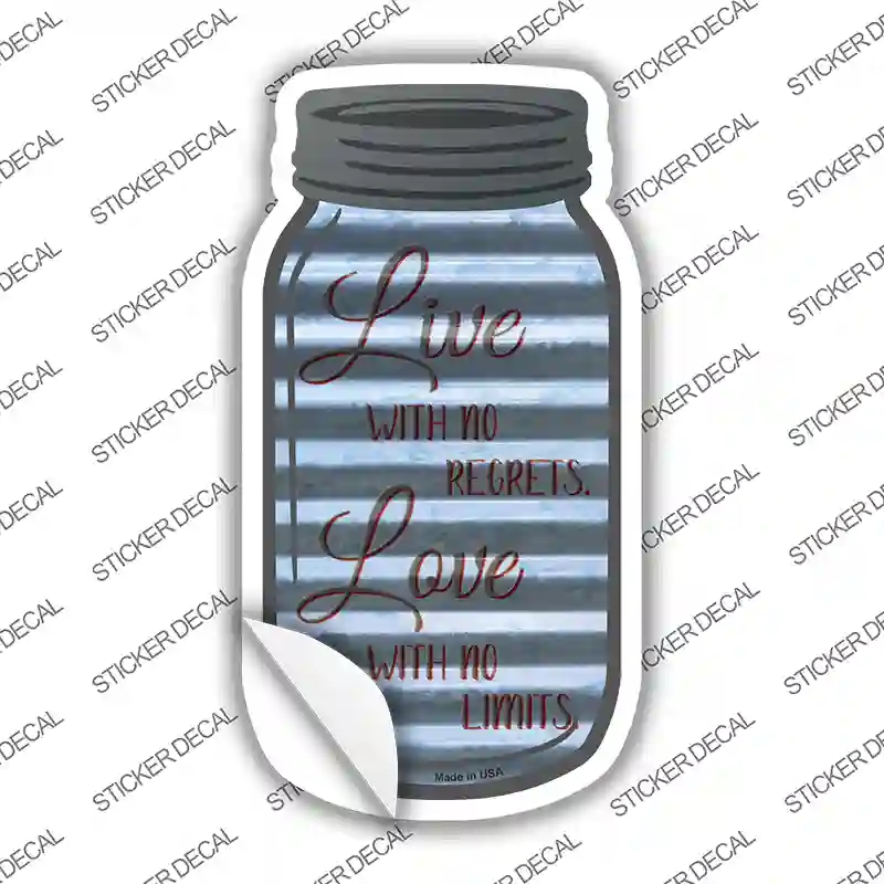 MJ-417s-S No Regrets No Limits Corrugated Novelty Mason Jar Sticker Decal, Small