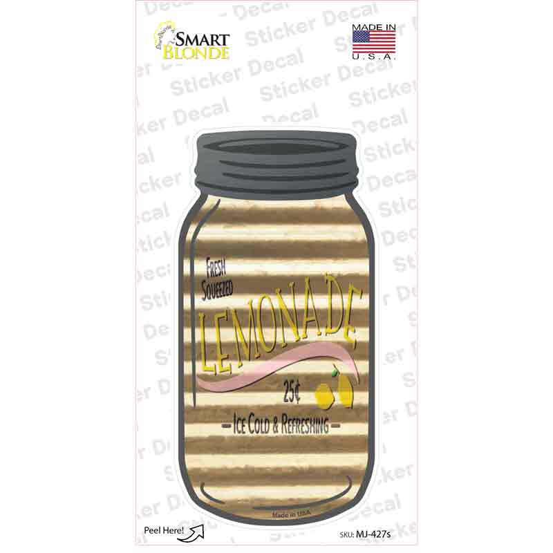 MJ-427s-M Fresh Lemonade Corrugated Novelty Mason Jar Sticker Decal, Medium