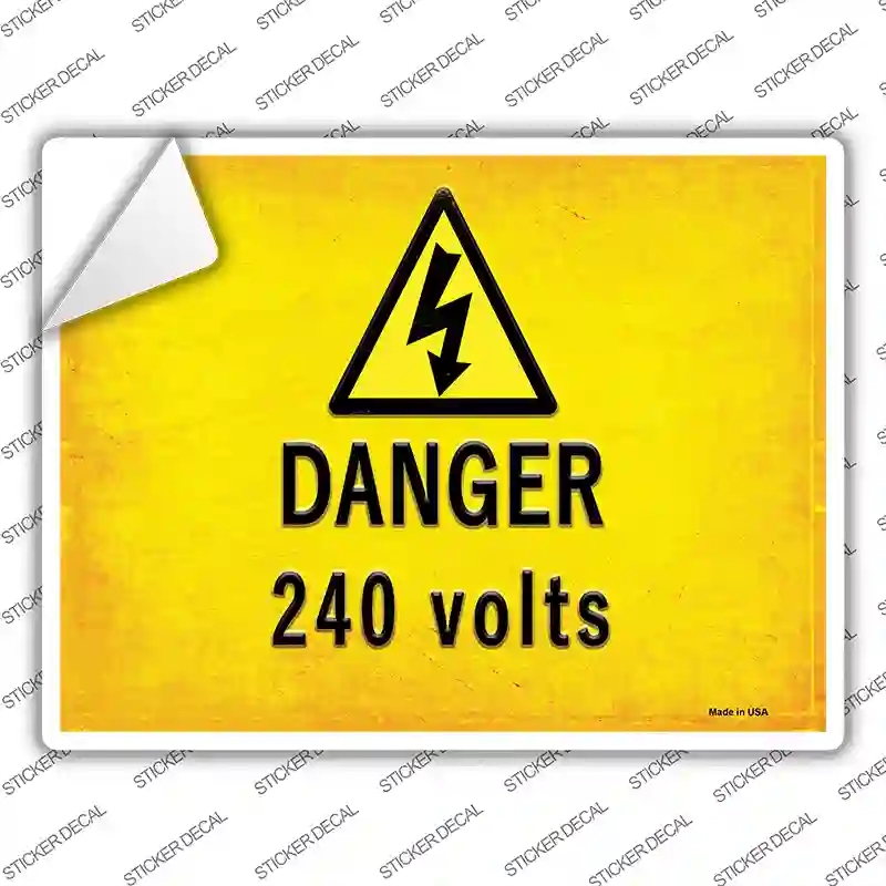 P-2737s-S Danger 240 Volts Novelty Rectangle Sticker Decal, Small