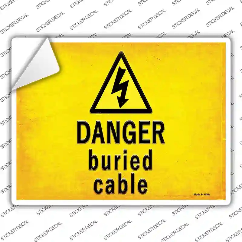 P-2738s-L Danger Buried Cable Novelty Rectangle Sticker Decal, Large