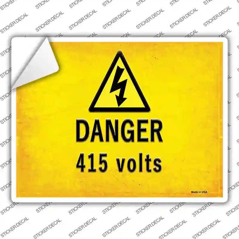 P-2742s-L Danger 415 Volts Novelty Rectangle Sticker Decal, Large