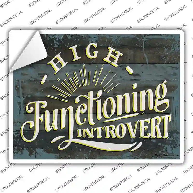 P-3471s-L High Functioning Introvert Novelty Rectangular Sticker Decal, Large
