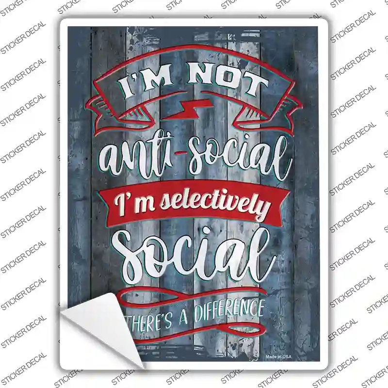 P-3491s-L Selectively Social Novelty Rectangular Sticker Decal, Large