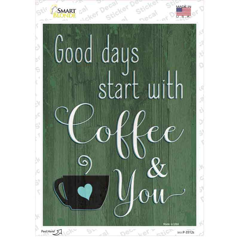 P-3512s-M Coffee You Novelty Rectangular Sticker Decal, Medium