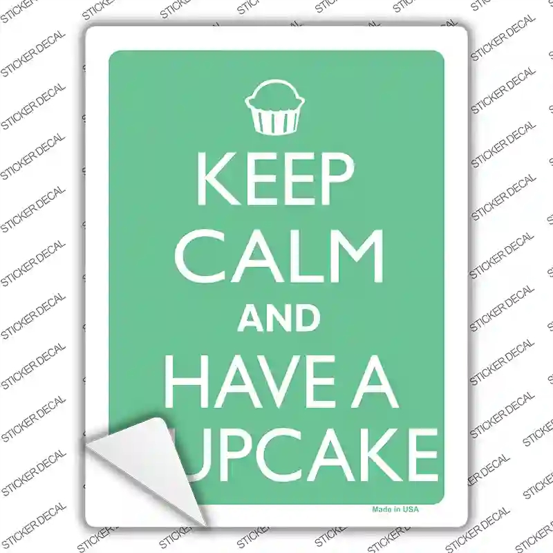 P-2198s-XL Keep Calm & Have A Cupcake Novelty Rectangle Sticker Decal, Extra Large
