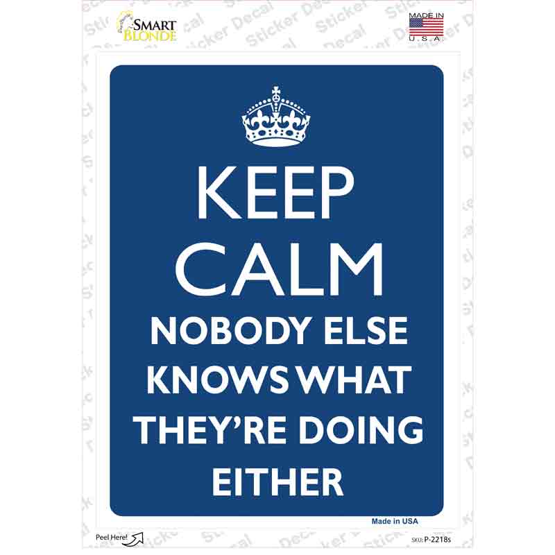 P-2218s-M Keep Calm Nobody Else Knows Novelty Rectangle Sticker Decal, Medium