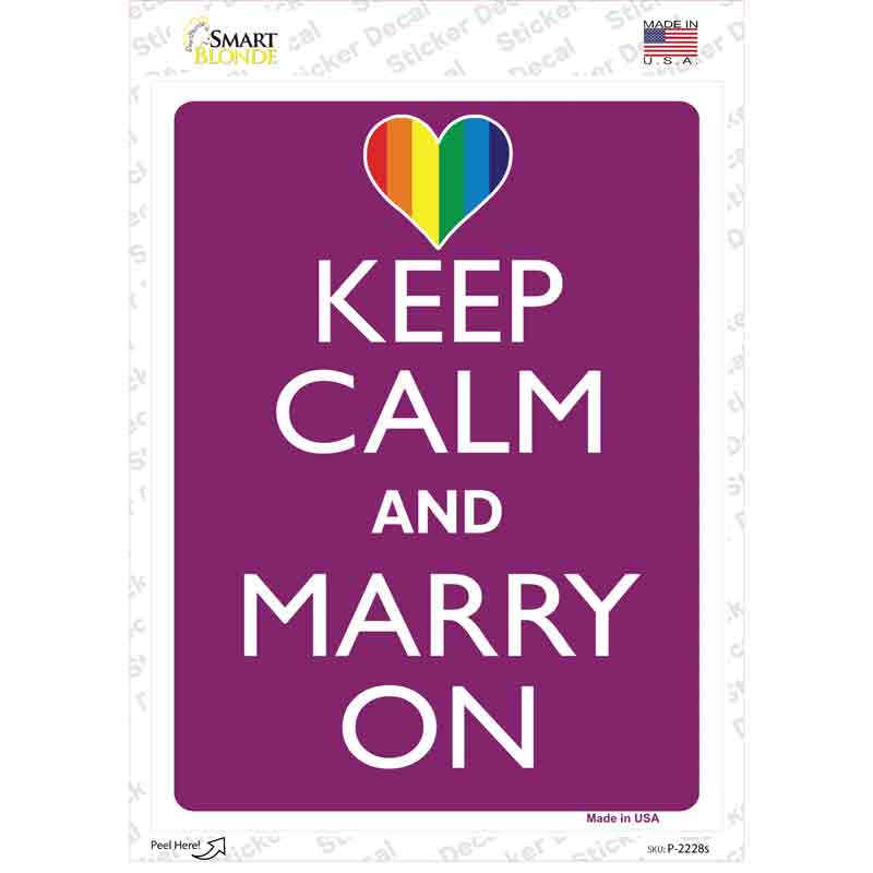 P-2228s-M Keep Calm Marry on Novelty Rectangle Sticker Decal, Medium