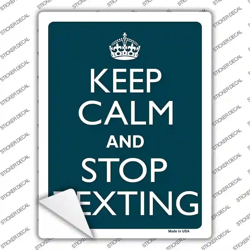 P-2244s-S Keep Calm Stop Texting Novelty Rectangle Sticker Decal, Small
