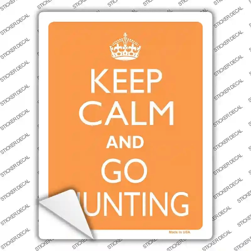 P-2262s-L Keep Calm Go Hunting Orange Novelty Rectangle Sticker Decal, Large