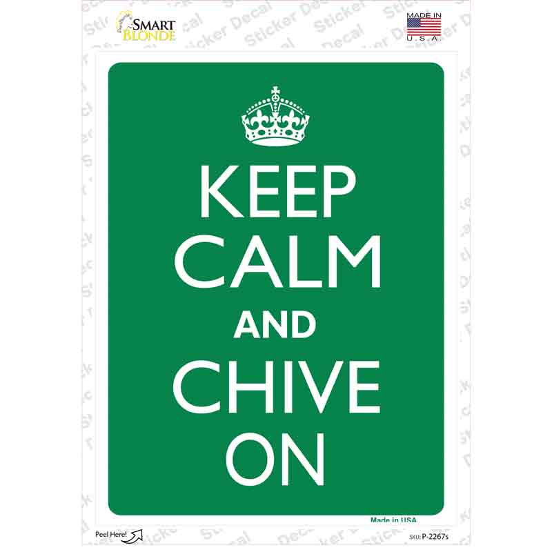 P-2267s-M Keep Calm Chive on Novelty Rectangle Sticker Decal, Medium