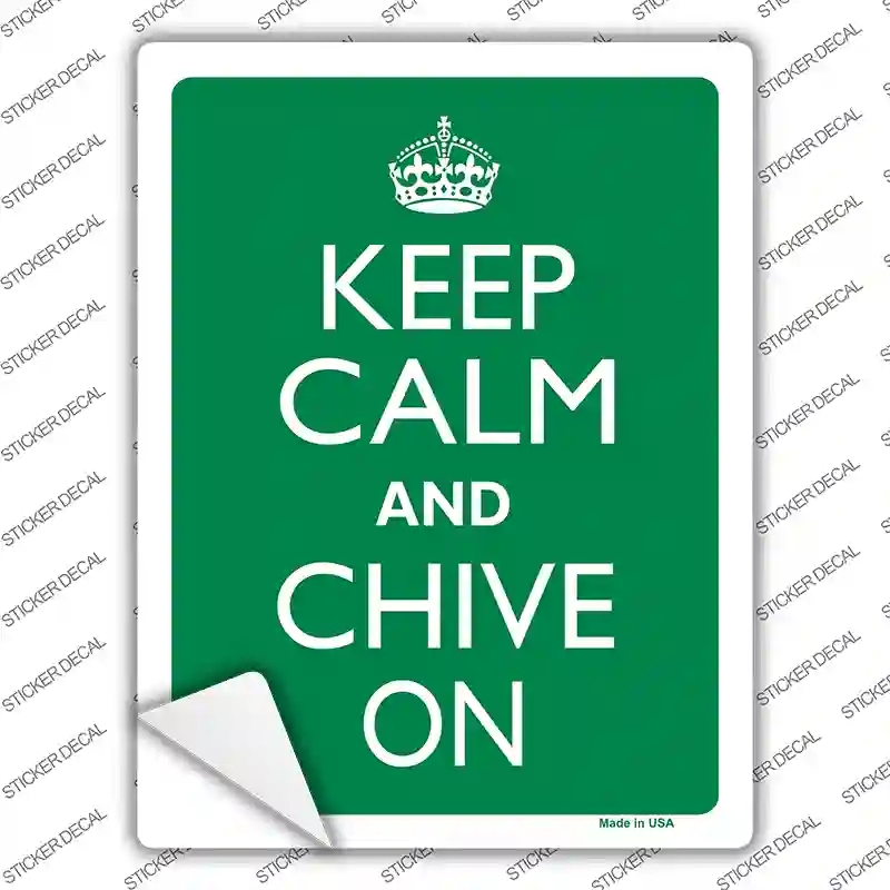 P-2267s-XL Keep Calm Chive on Novelty Rectangle Sticker Decal, Extra Large