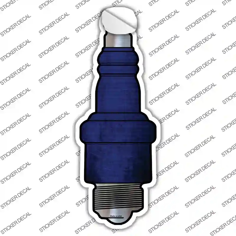 J-005s-S Blue Oil Rubbed Novelty Spark Plug Sticker Decal, Small