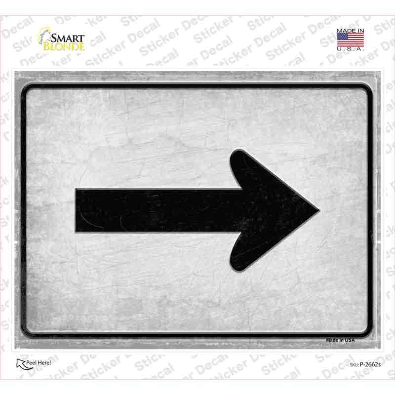P-2662s-M Right Arrow Novelty Rectangle Sticker Decal, Medium