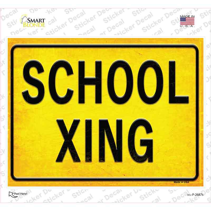 P-2687s-M School Xing Novelty Rectangle Sticker Decal, Medium