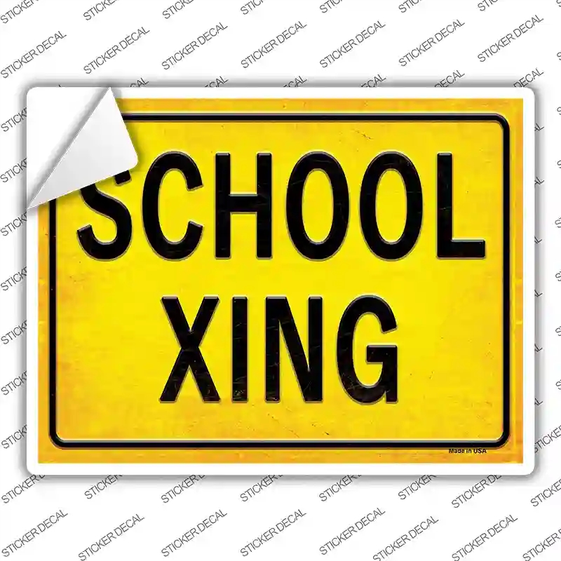 P-2687s-S School Xing Novelty Rectangle Sticker Decal, Small