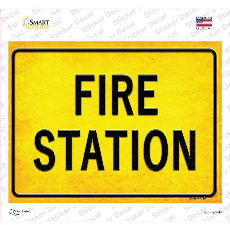 P-2694s-M Fire Station Novelty Rectangle Sticker Decal, Medium