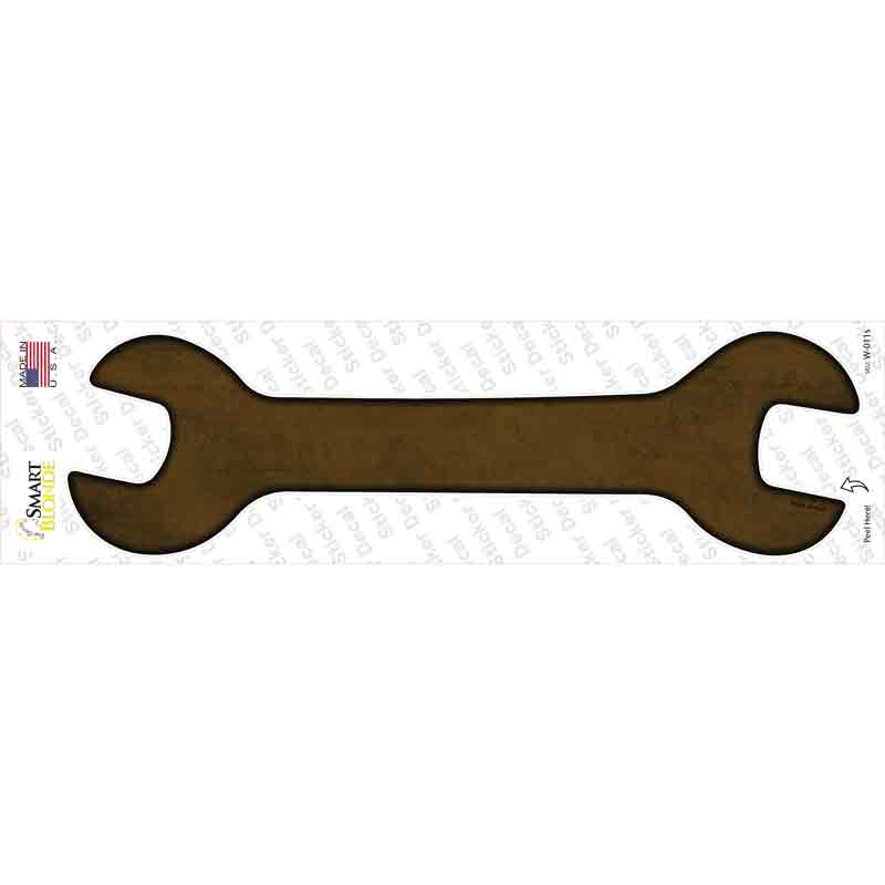 W-011s-M Brown Oil Rubbed Novelty Wrench Sticker Decal, Medium