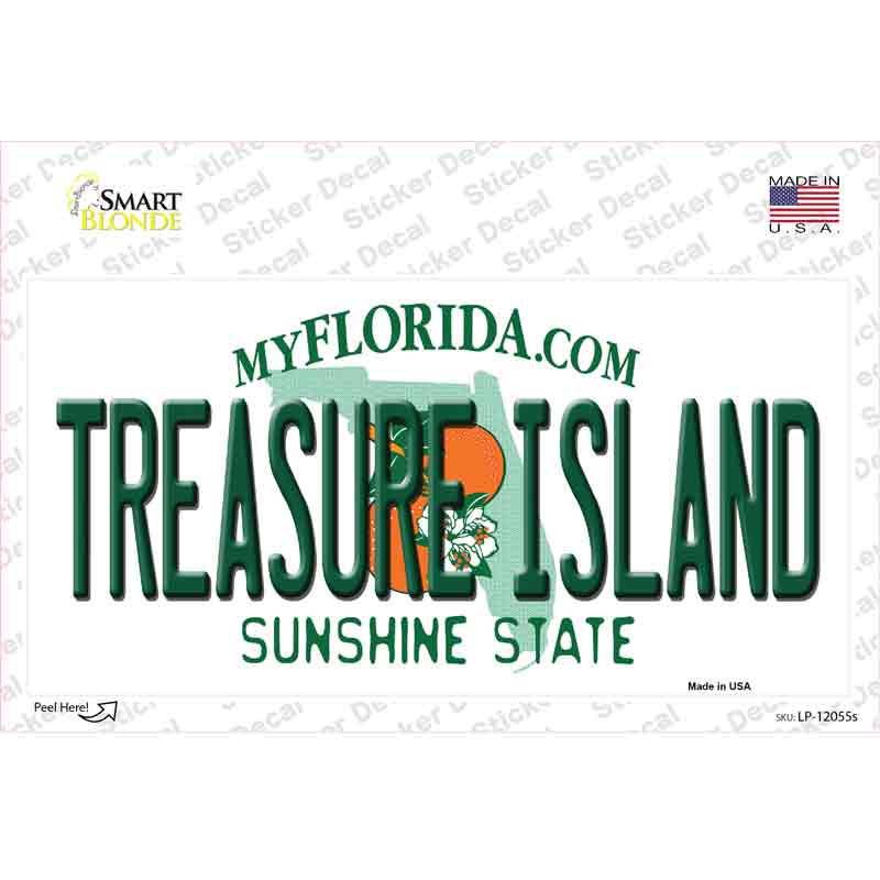 LP-12055s-M Florida Treasure Island Novelty Sticker Decal, Medium