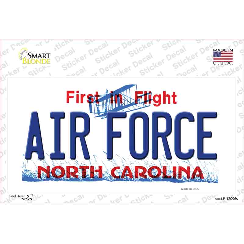 LP-12096s-M Air Force North Carolina State Novelty Sticker Decal, Medium