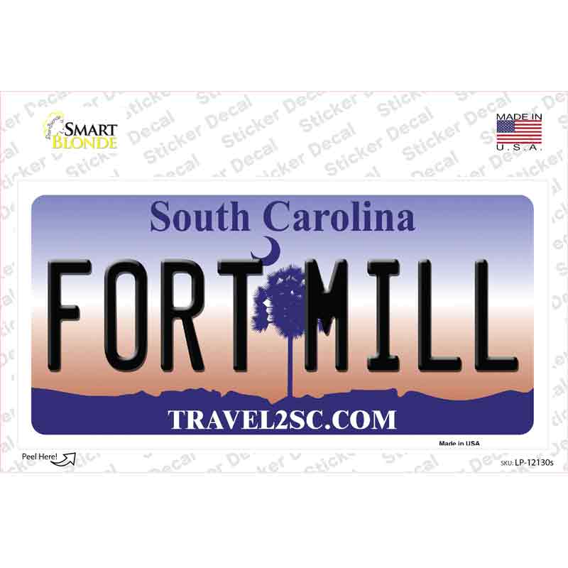 LP-12130s-M Fort Mill South Carolina State Novelty Sticker Decal, Medium