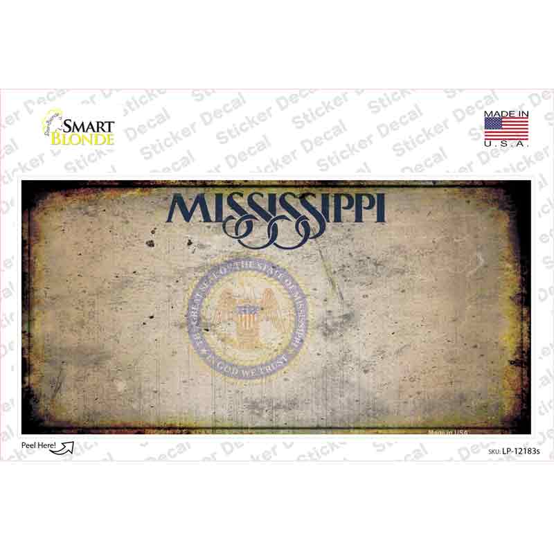 LP-12183s-M Mississippi Great Seal Rusty Blank Novelty Sticker Decal, Medium