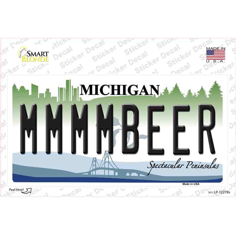 LP-12278s-M Michigan MMMMBeer Novelty Sticker Decal, Medium